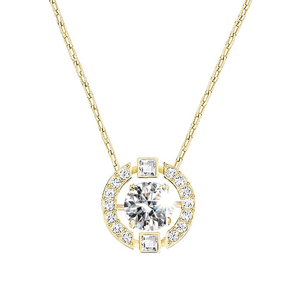 Collar De Piedra Bailarina De Plata Chapada En Oro 18K
