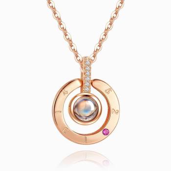 Collar Colgante Círculo I Love You Forever Chapado En Oro Rosa