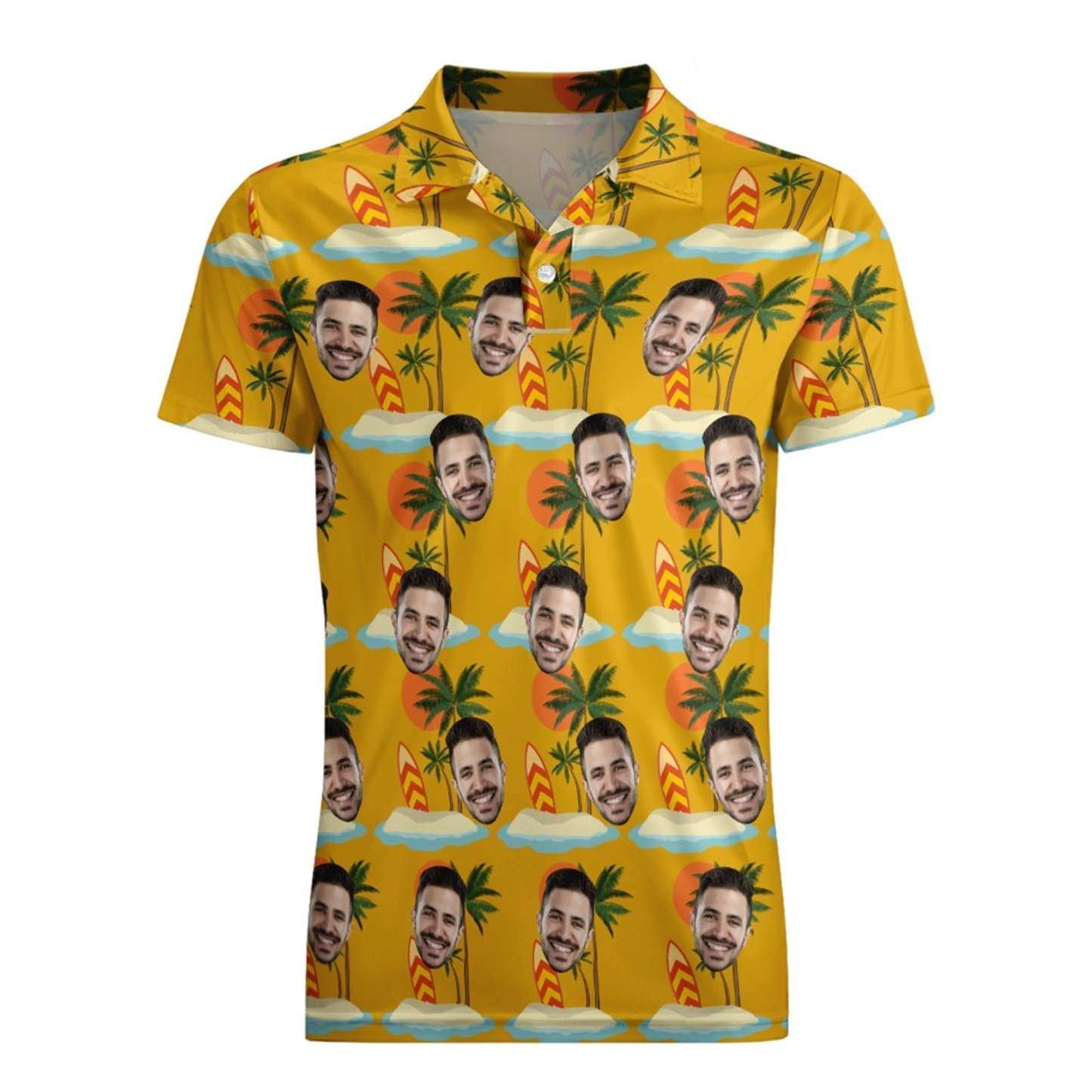 Polo Personalizado Con Cara Para Hombre, Camisa De Playa Con Árbol De Coco, Camisas De Golf Hawaianas - TuNombrecollar