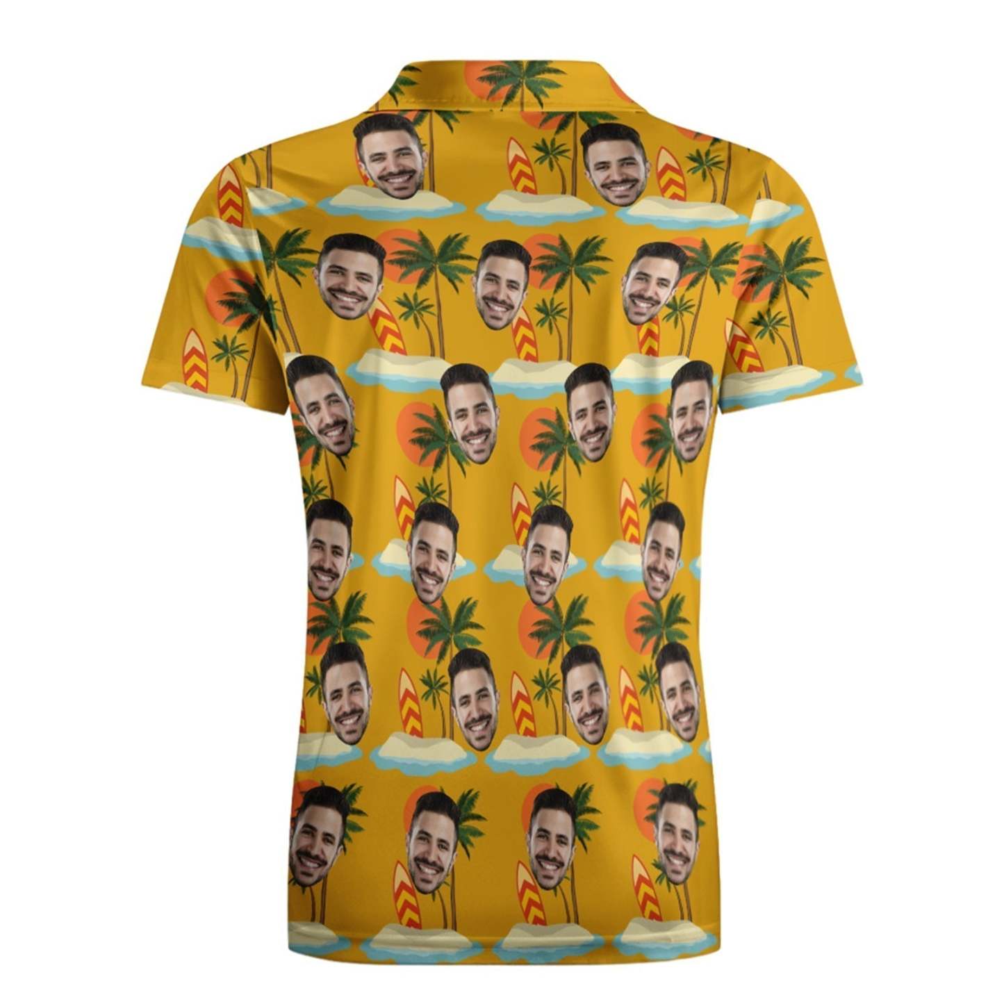 Polo Personalizado Con Cara Para Hombre, Camisa De Playa Con Árbol De Coco, Camisas De Golf Hawaianas - TuNombrecollar
