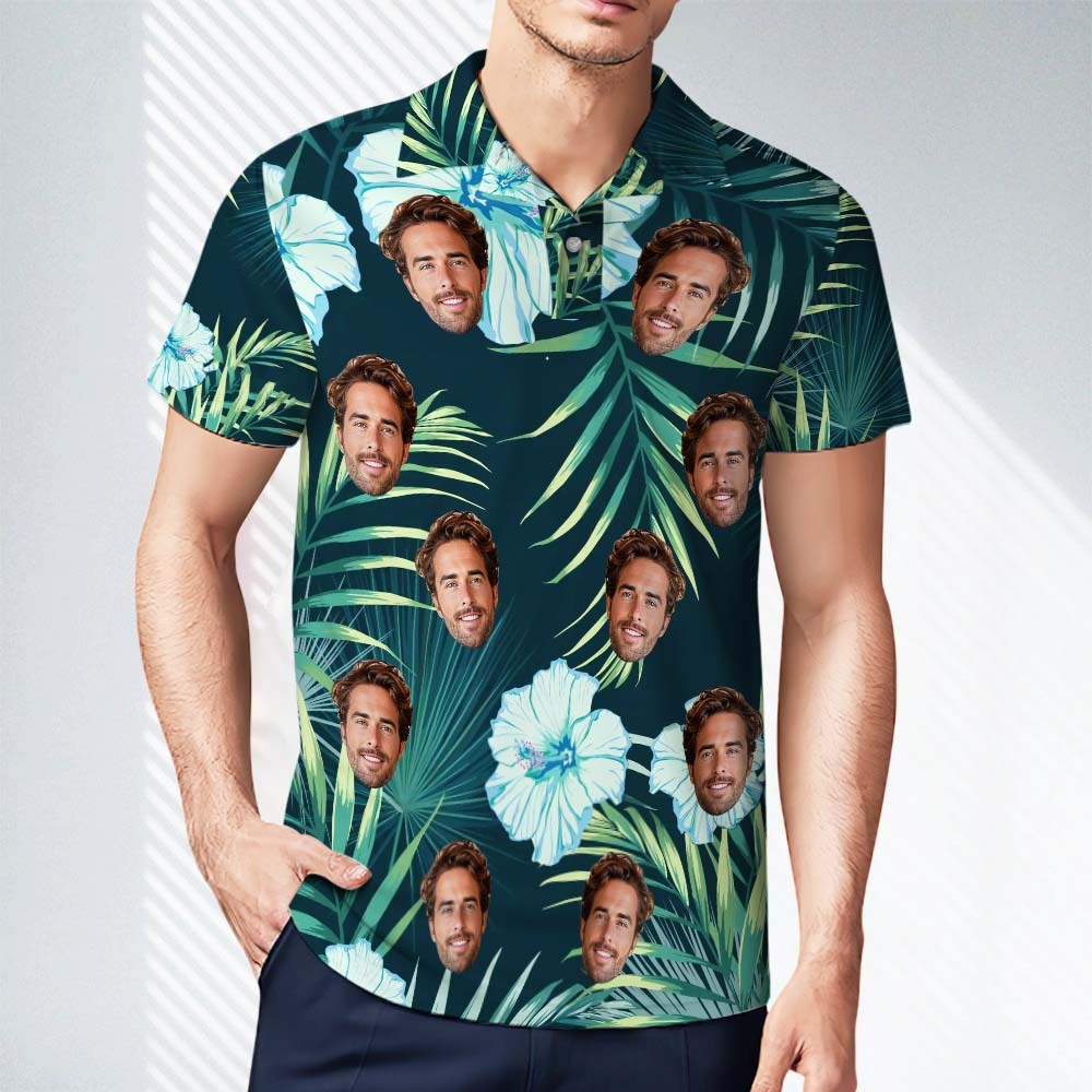 Polos Personalizados Personalizados Polo De Cara De Hombre Personalizado Polo De Regalo Especial Para Él Hojas Verdes - TuNombrecollar