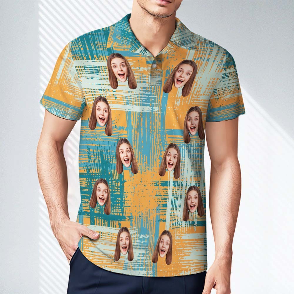 Polos Personalizados Personalizados Polo De Cara De Hombre Personalizado Camisa De Golf Colorida De Manga Corta Regalo Para Él - TuNombrecollar