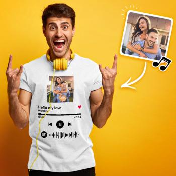 Camiseta Escaneable Con Código Spotify Camiseta Grabada Con Foto Unisex Mejores Amigos