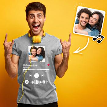 Camiseta Escaneable Con Código Spotify Camiseta Grabada Con Foto Regalo Unisex Personalizado Con Canción Musical