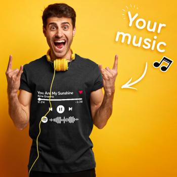Camiseta Escaneable Con Código Spotify Camiseta Grabada Regalo Único Unisex