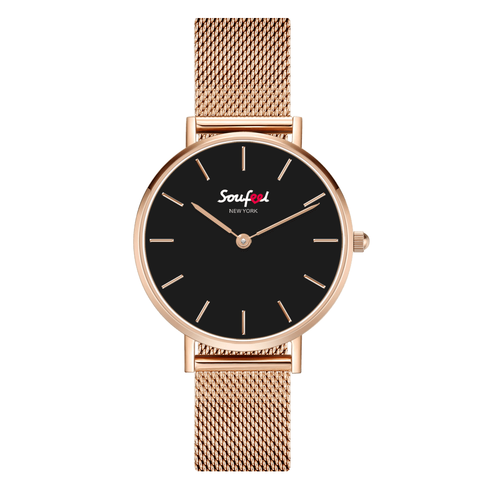 Reloj De Pulsera Clásico De Aleación De Oro Rosa Soufeel Para Mujer De 32 Mm