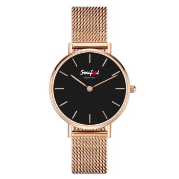 Reloj De Pulsera Clásico De Aleación De Oro Rosa Soufeel Para Mujer De 32 Mm