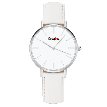 Soufeel Reloj Clásico Unisex Correa De Cuero Blanco 40Mm