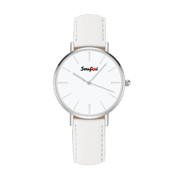 Reloj Clásico Para Mujer Soufeel Con Correa De Cuero Blanco De 36 Mm