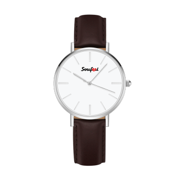 Soufeel Reloj Clásico Unisex Correa De Cuero Marrón 40Mm
