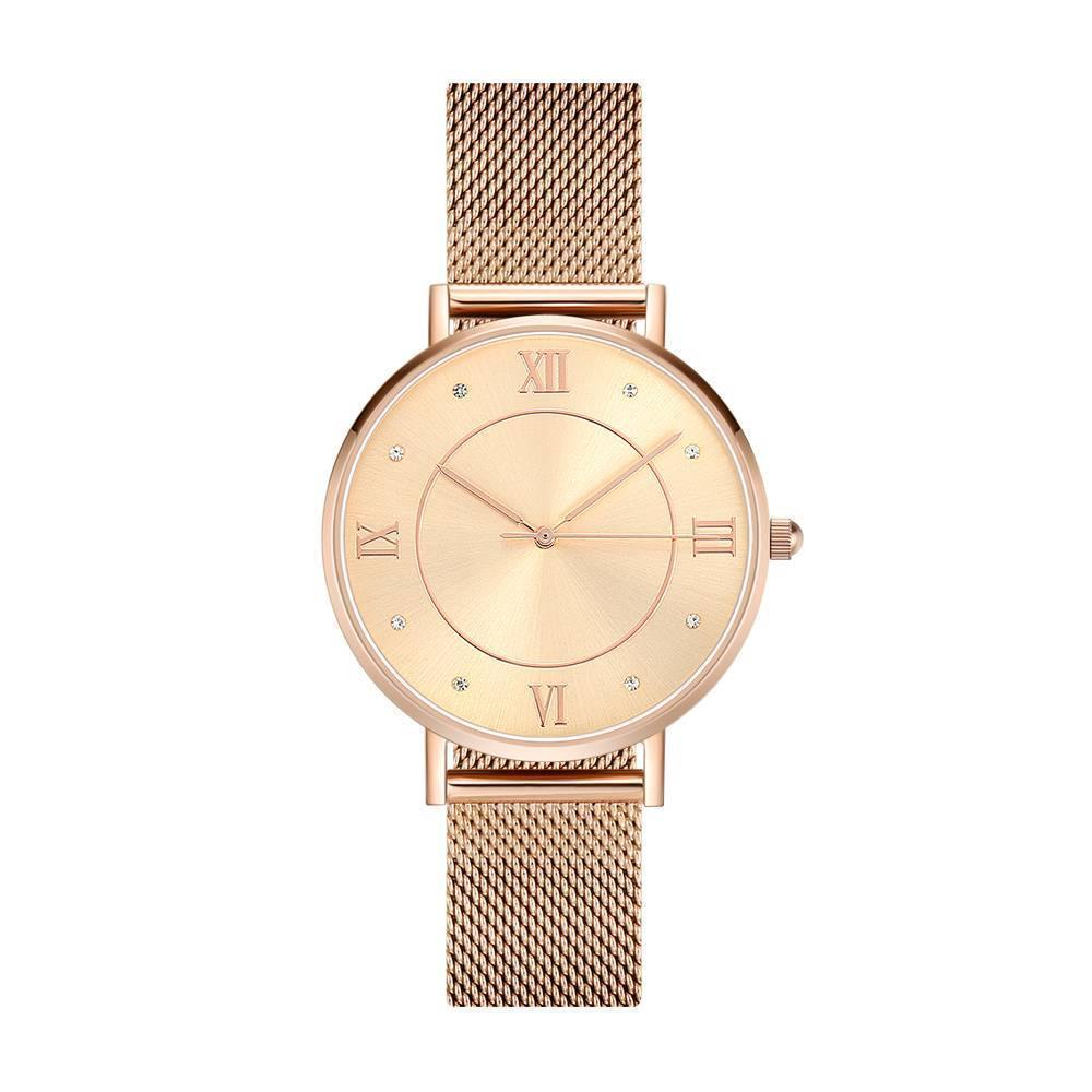 Reloj De Pulsera De Malla En Acero Inoxidable Oro Rosa - Mujer