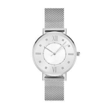 Reloj De Pulsera De Malla En Acero Inoxidable Plateado Y Blanco - Mujer