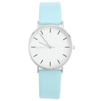 Reloj De Esfera Blanca Correa De Cuero Azul De Cuarzo De Moda - Hombres