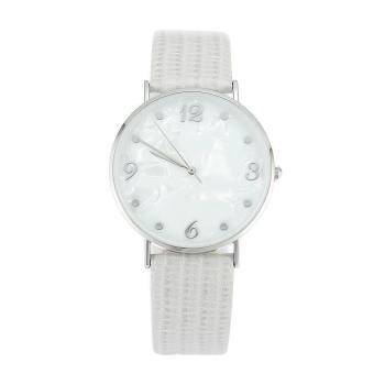Reloj Casual Con Esfera De Mármol Correa De Cuero Gris - Mujer