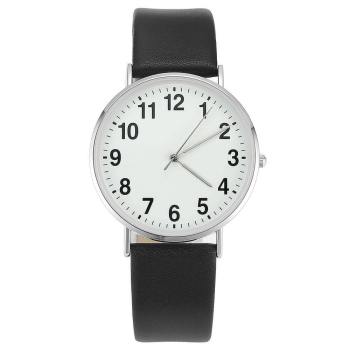 Reloj De Esfera Digital Con Correa De Cuero Negro De Cuarzo - Hombres