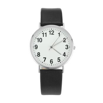 Reloj Con Esfera Digital De Cuarzo Con Correa De Cuero Negro - Mujer