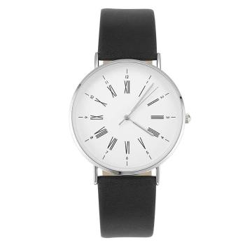 Reloj De Esfera Blanca Reloj De Negocios Con Correa De Cuero Negro De Cuarzo De Moda - Hombres