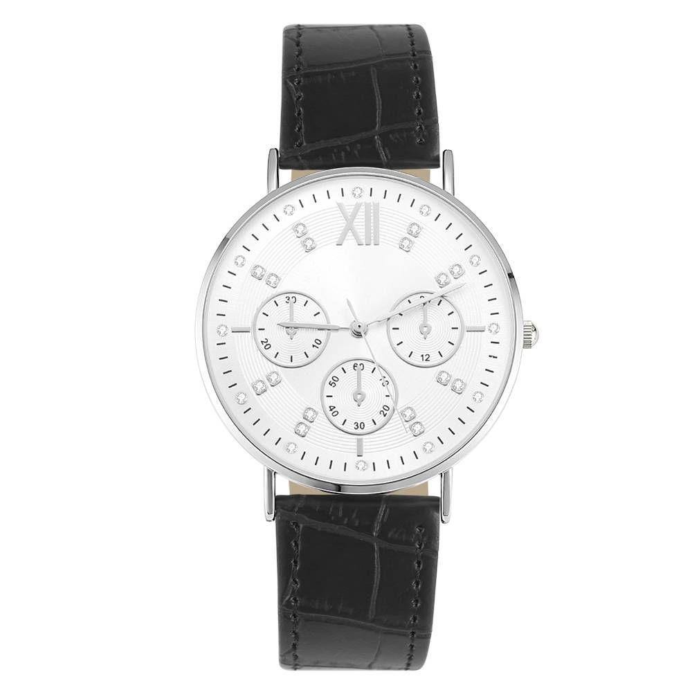 Reloj Automático Esfera Blanca Correa De Cuero Negra - Hombres