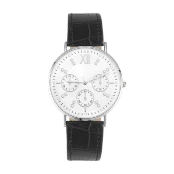 Reloj Automático Esfera Blanca Correa De Cuero Negra - Mujer