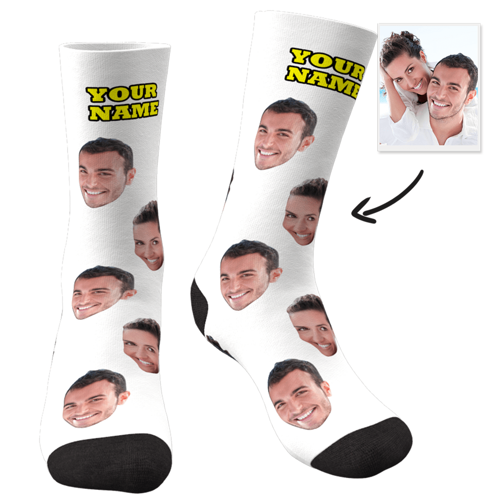 Regalos De Navidad Calcetines Personalizados Con Foto Calcetines Con Cara Personalizada Con Su Texto Vista Previa 3d Calcetines Coloridos - 