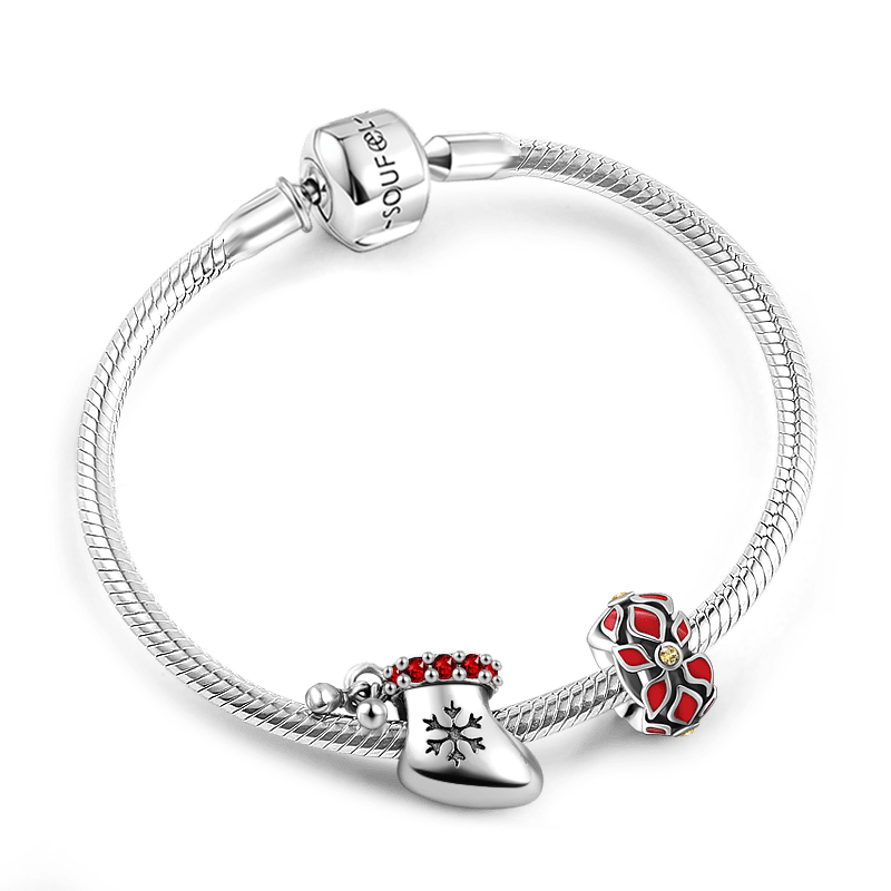 Pulsera De Calcetín Navide?O De Plata De Ley 925