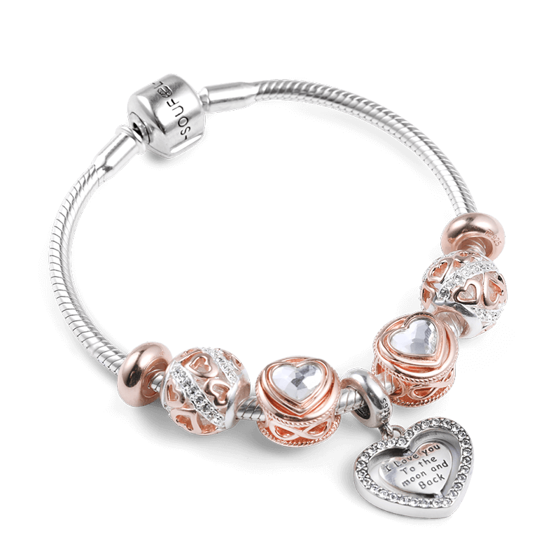 Te Amo A La Luna Y La Espalda Pulsera Plata De Ley 925