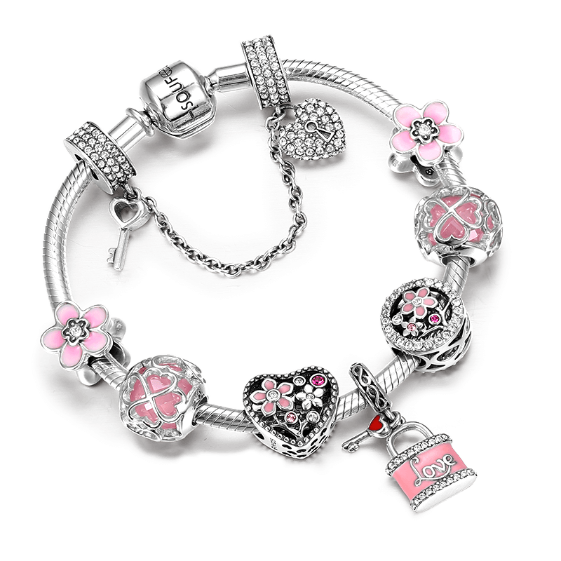 Pulsera Rosa De La Suerte Pulsera De Plata De Ley 925