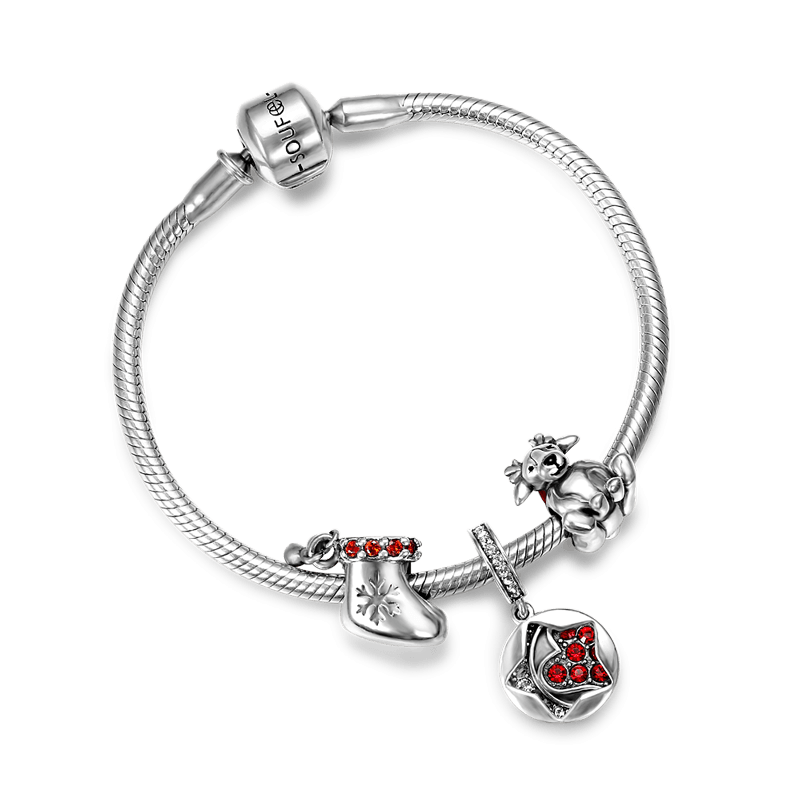 Pulsera Reno De Navidad Plata De Ley 925