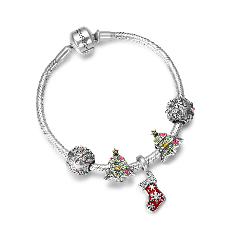 Pulsera Árbol De Navidad Plata De Ley 925