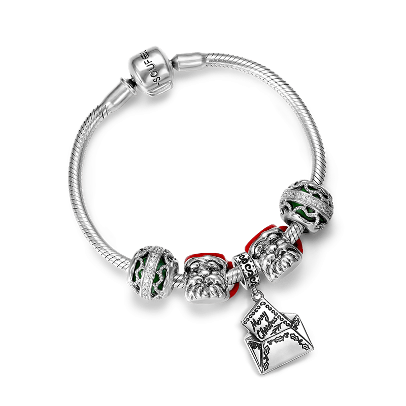 Pulsera Tarjeta Navide?A Plata De Ley 925
