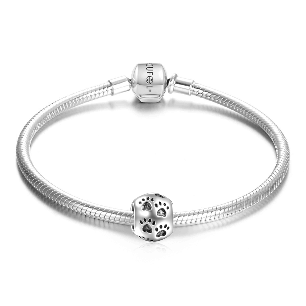 Pulsera Con Estampado De Pata De Plata De Ley 925