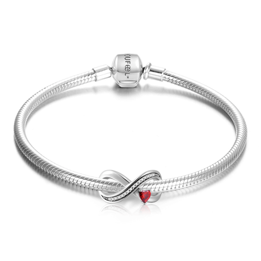 Amor Infinito Con Pulsera De Corazón Rojo En Plata De Ley 925