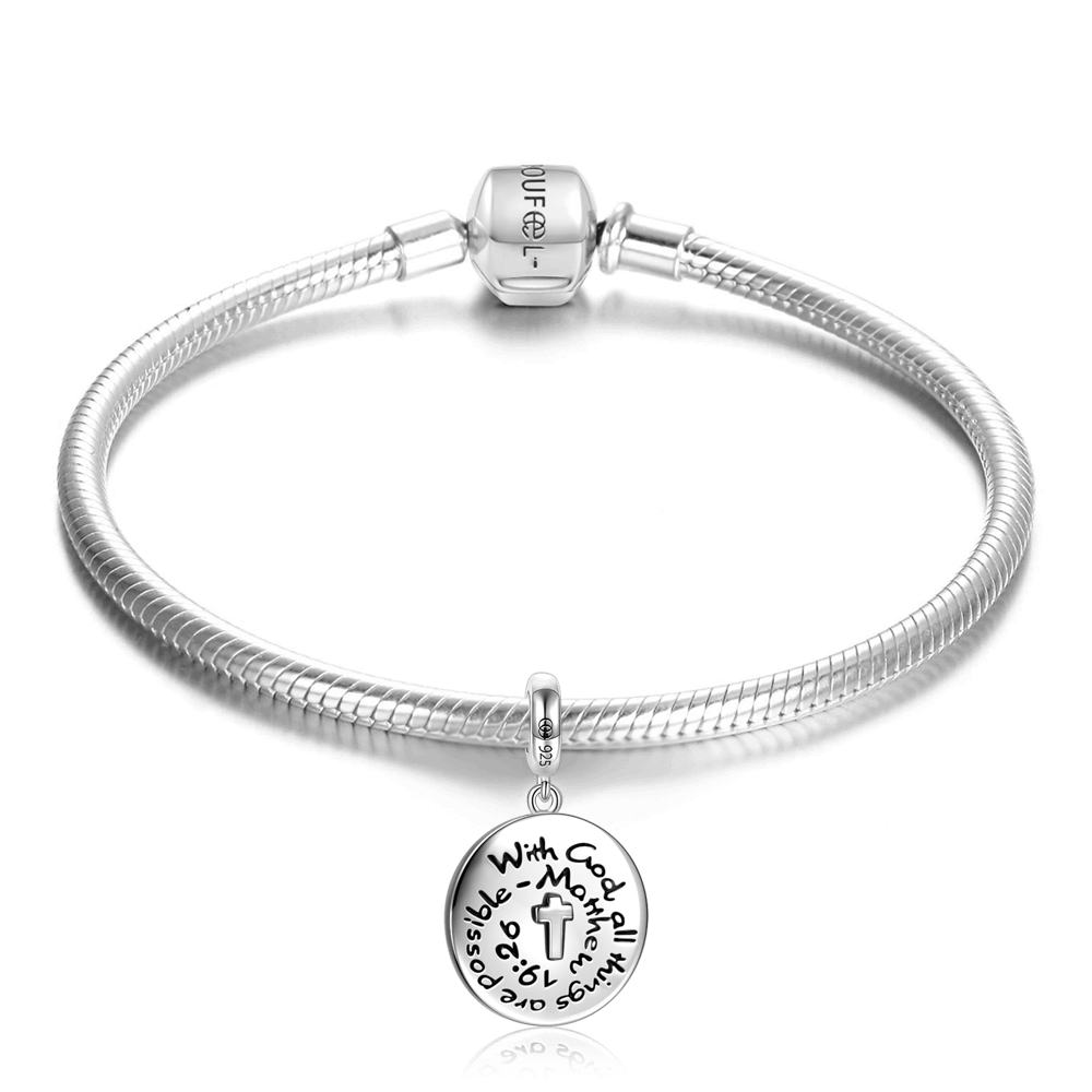 Con Dios Todo Es Posible Mateo 19 26 Pulsera Plata De Ley 925