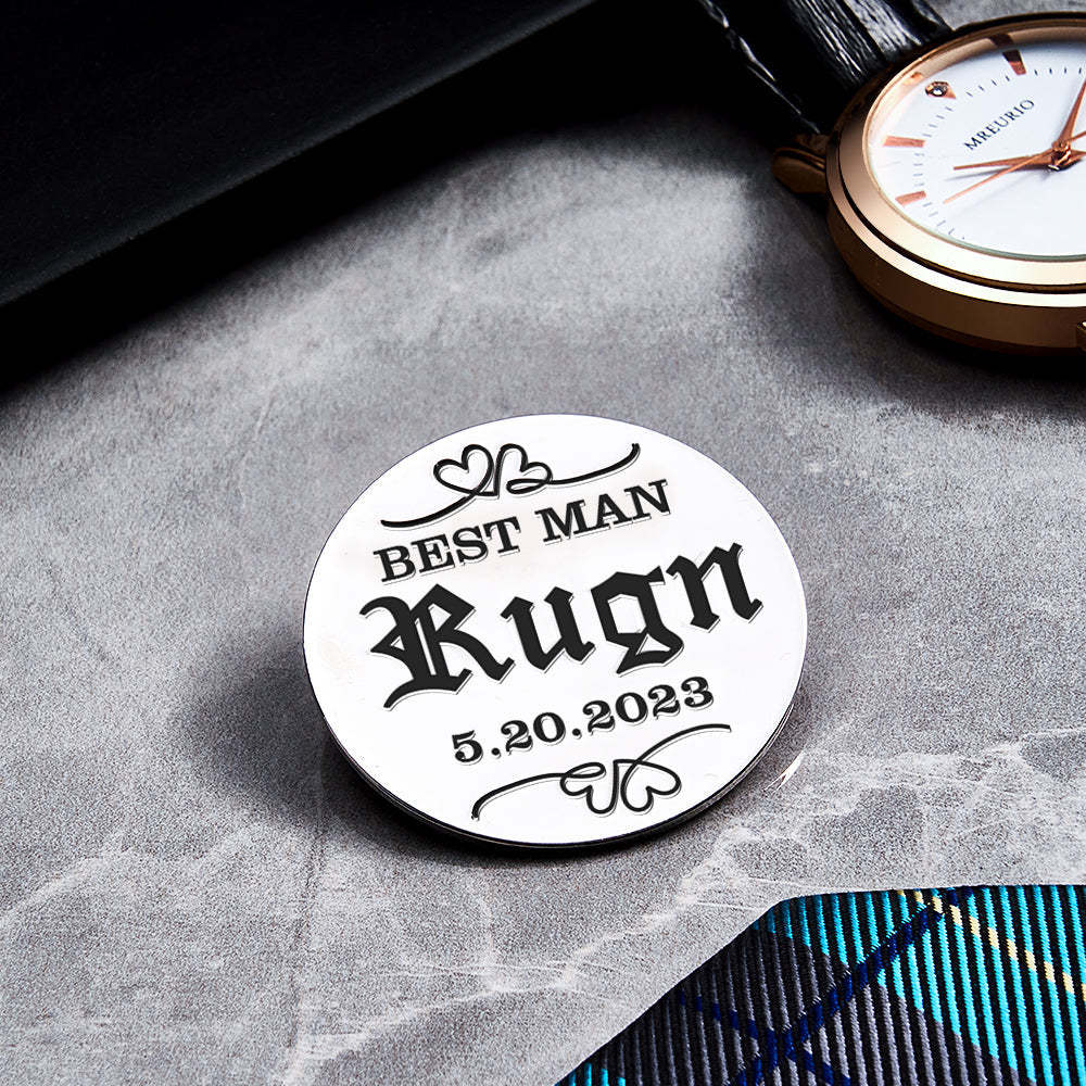 Logotipo De Alfiler De Broche Personalizado, Alfiler De Solapa De Boda, Broche De Nombre Inicial Personalizado, Alfileres De Solapa Con Cualquier Símbolo Grabado, Regalo De Aniversario De Boda De La Empresa - TuNombrecollar