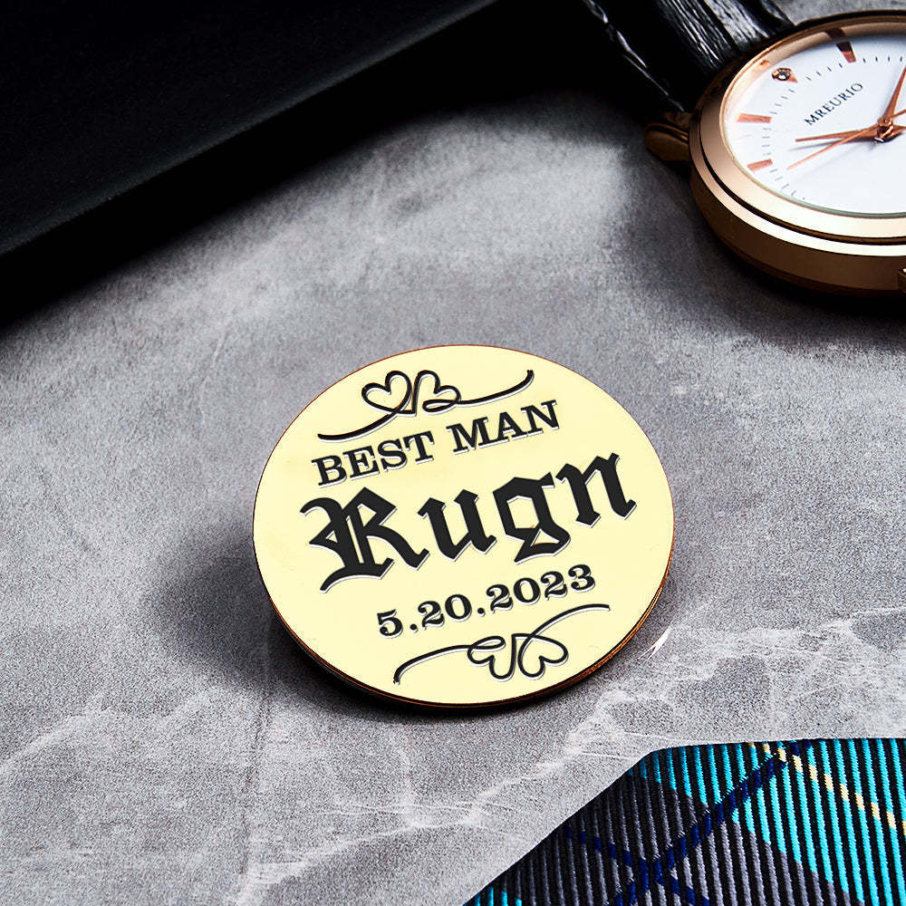 Logotipo De Alfiler De Broche Personalizado, Alfiler De Solapa De Boda, Broche De Nombre Inicial Personalizado, Alfileres De Solapa Con Cualquier Símbolo Grabado, Regalo De Aniversario De Boda De La Empresa - TuNombrecollar