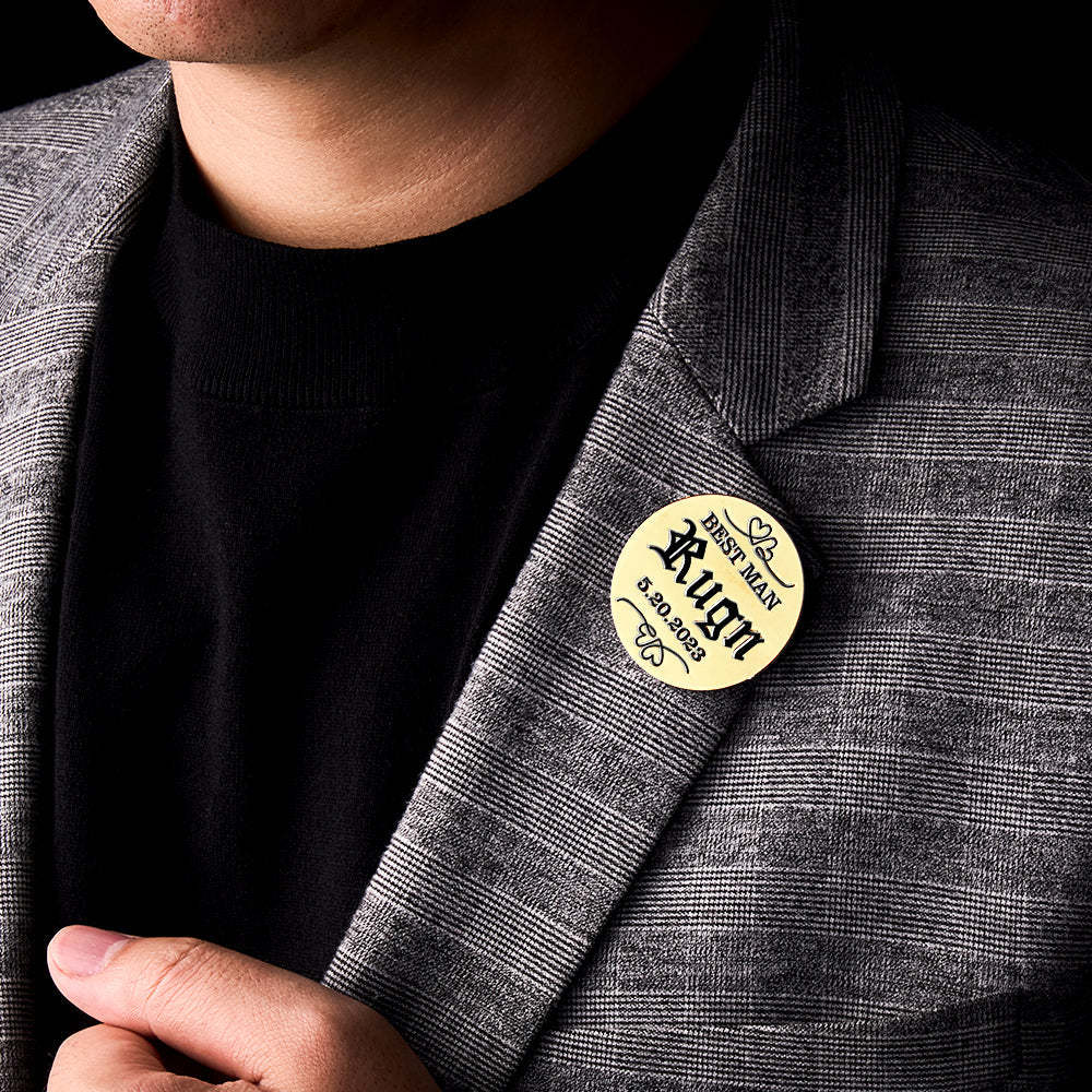 Logotipo De Alfiler De Broche Personalizado, Alfiler De Solapa De Boda, Broche De Nombre Inicial Personalizado, Alfileres De Solapa Con Cualquier Símbolo Grabado, Regalo De Aniversario De Boda De La Empresa - TuNombrecollar