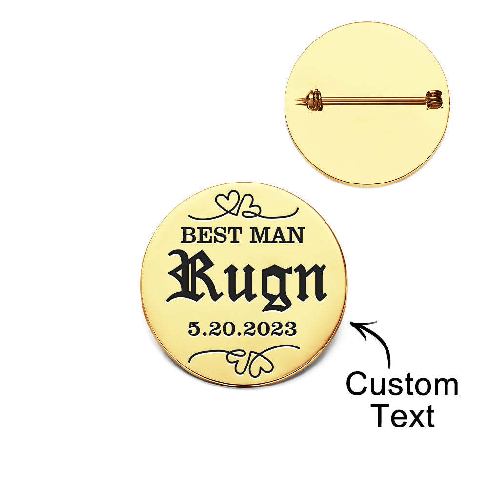 Logotipo De Alfiler De Broche Personalizado, Alfiler De Solapa De Boda, Broche De Nombre Inicial Personalizado, Alfileres De Solapa Con Cualquier Símbolo Grabado, Regalo De Aniversario De Boda De La Empresa - TuNombrecollar