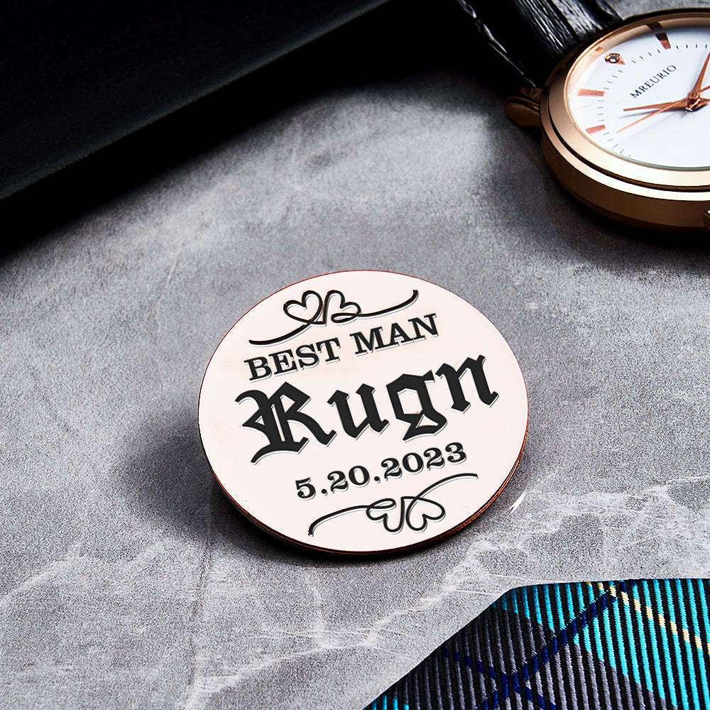 Logotipo De Alfiler De Broche Personalizado, Alfiler De Solapa De Boda, Broche De Nombre Inicial Personalizado, Alfileres De Solapa Con Cualquier Símbolo Grabado, Regalo De Aniversario De Boda De La Empresa - TuNombrecollar