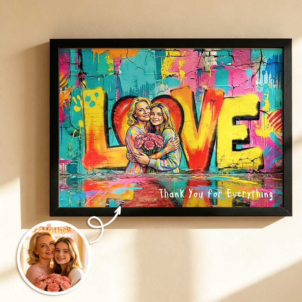 Póster de graffiti con foto personalizada, foto personalizada, arte callejero, decoración de pared, regalo del Día de la madre para mamá - 