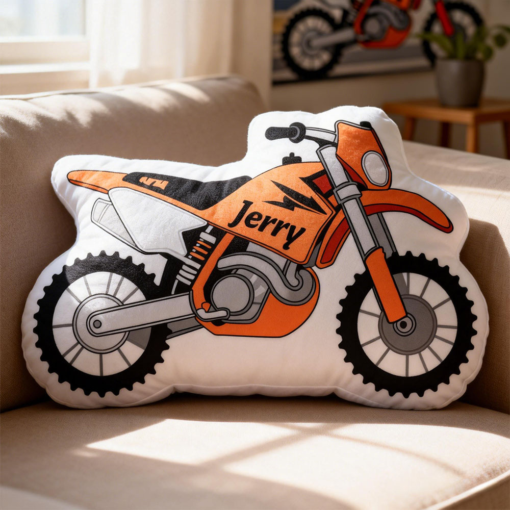 Almohada De Motocicleta Personalizada Con Nombre Personalizado, Almohada Con Estampado Gráfico 3d De Motocicleta, Regalo Para Niños - 