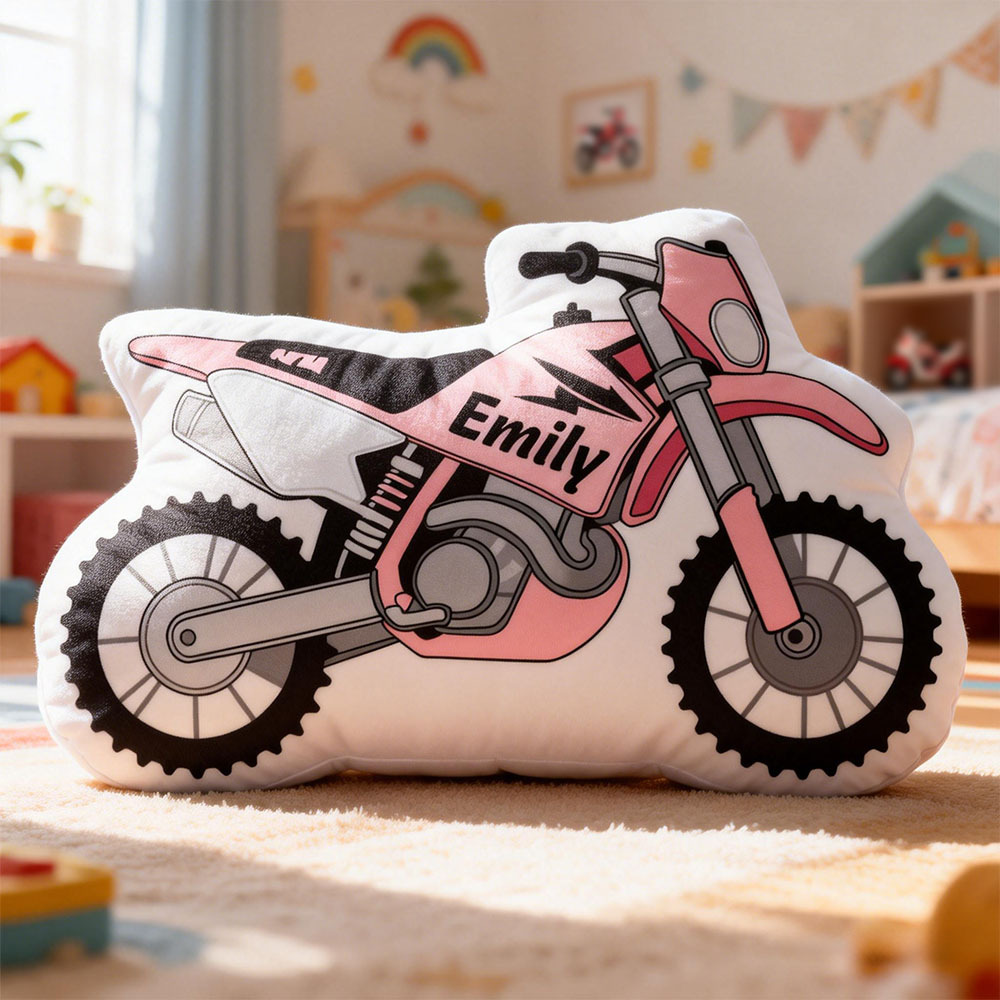 Almohada De Motocicleta Personalizada Con Nombre Personalizado, Almohada Con Estampado Gráfico 3d De Motocicleta, Regalo Para Niños - 