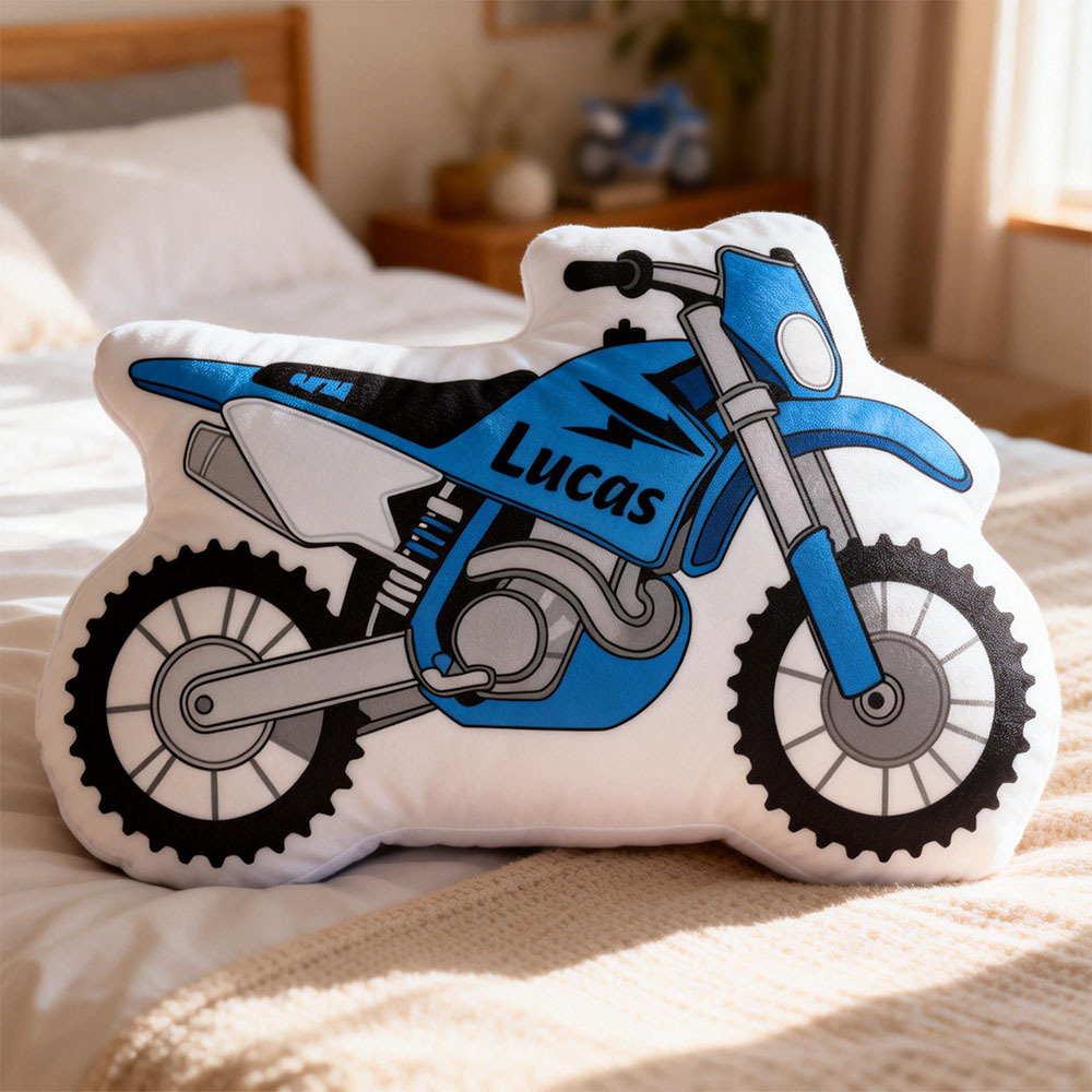 Almohada De Motocicleta Personalizada Con Nombre Personalizado, Almohada Con Estampado Gráfico 3d De Motocicleta, Regalo Para Niños - 