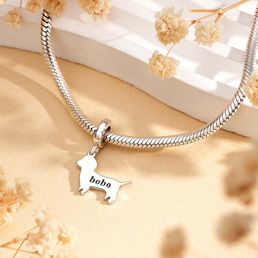 Charm Personalizado Grabable Con Cierre De Perro Y Racimos - TuNombrecollar