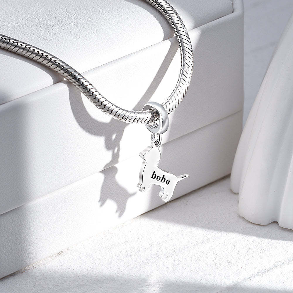 Charm Personalizado Grabable Con Cierre De Perro Y Racimos - TuNombrecollar
