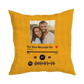 Código Spotify Escaneable Funda De Almohada Con Foto Personalizada Naranja Regalos De Música-15.7In*15.7In (40*40Cm)
