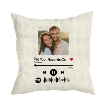 Código Spotify Escaneable Funda De Almohada Con Foto Personalizada Regalos De Música Blanca-15.7In*15.7In (40*40Cm)