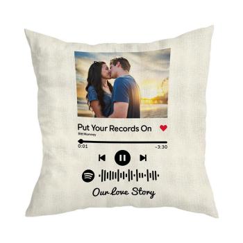 Código Spotify Escaneable Funda De Almohada Con Foto Personalizada Regalos Románticos Blanco-15.7In*15.7In (40*40Cm)