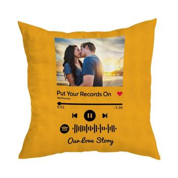 Código Spotify Escaneable Funda De Almohada Con Foto Personalizada Naranja Regalos Románticos-15.7In*15.7In (40*40Cm)