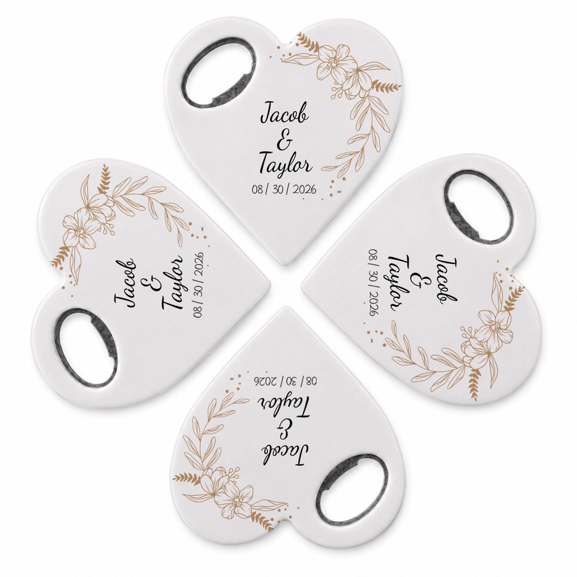 Abridor De Botellas Personalizado Con Forma De Corazón, Imán Personalizado, Abridor De Botellas Con Forma De Corazón, Recuerdos Para Invitados De Boda