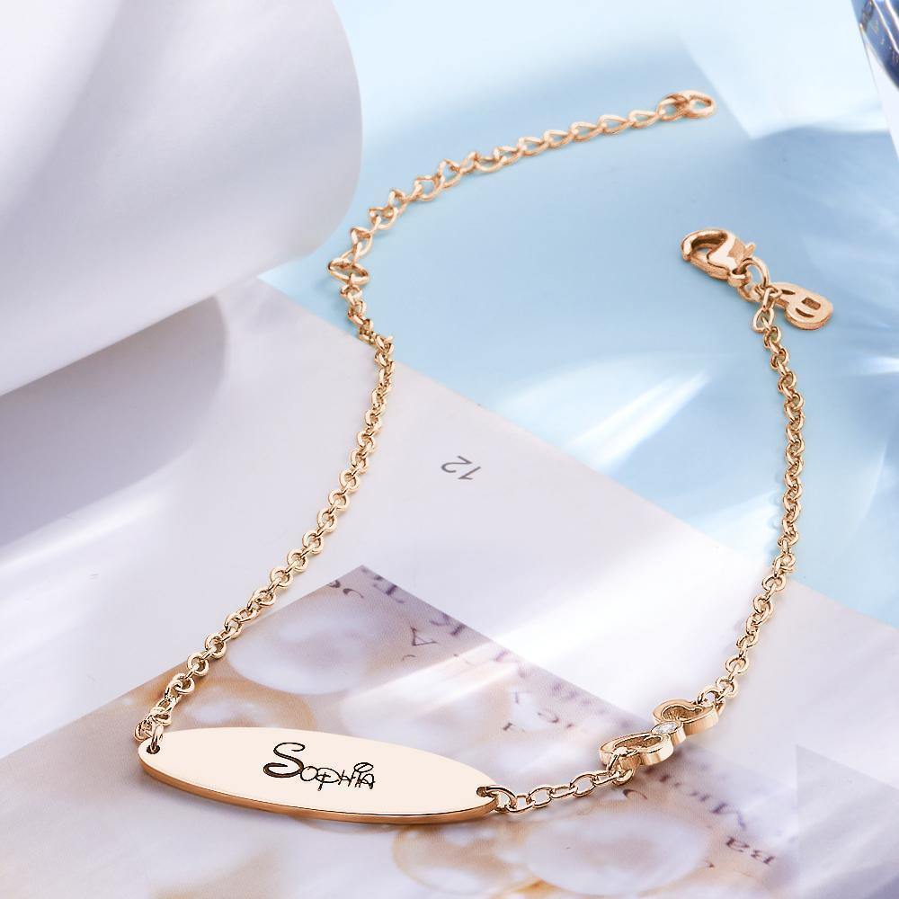 Pulsera grabada Pulsera con nombre personalizada Pulsera chapada en oro rosa